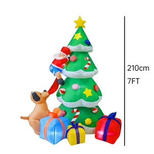 Planet Gates Christmas Decoration Inflatable Train Santa Claus Snowman Length 8.8ft Inflatable Toys with LED Lights Outdoor Garden Ornament
