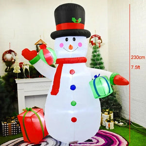 Planet Gates Christmas Decoration Inflatable Train Santa Claus Snowman Length 8.8ft Inflatable Toys with LED Lights Outdoor Garden Ornament
