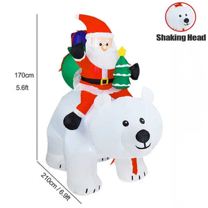 Planet Gates Christmas Decoration Inflatable Train Santa Claus Snowman Length 8.8ft Inflatable Toys with LED Lights Outdoor Garden Ornament