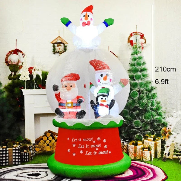 Planet Gates Christmas Decoration Inflatable Train Santa Claus Snowman Length 8.8ft Inflatable Toys with LED Lights Outdoor Garden Ornament