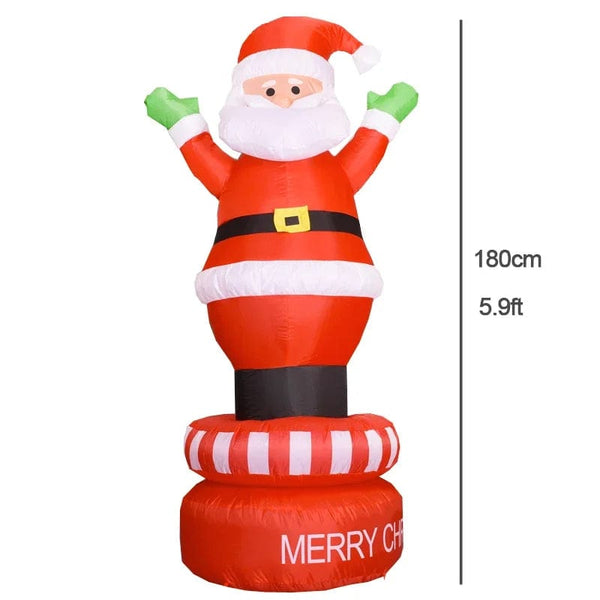 Planet Gates Christmas Decoration Inflatable Train Santa Claus Snowman Length 8.8ft Inflatable Toys with LED Lights Outdoor Garden Ornament
