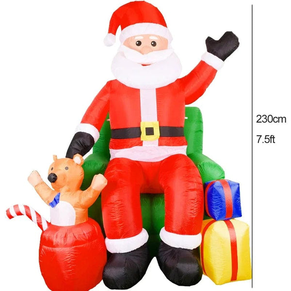 Planet Gates Christmas Decoration Inflatable Train Santa Claus Snowman Length 8.8ft Inflatable Toys with LED Lights Outdoor Garden Ornament