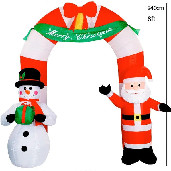 Planet Gates Christmas Decoration Inflatable Train Santa Claus Snowman Length 8.8ft Inflatable Toys with LED Lights Outdoor Garden Ornament