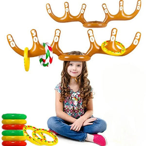 Planet Gates Christmas Game Inflatable Funny Reindeer Antler Hat Ring Toss Toys Christmas New Year Children Gift Inflated Party Games Toys