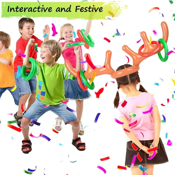 Planet Gates Christmas Game Inflatable Funny Reindeer Antler Hat Ring Toss Toys Christmas New Year Children Gift Inflated Party Games Toys