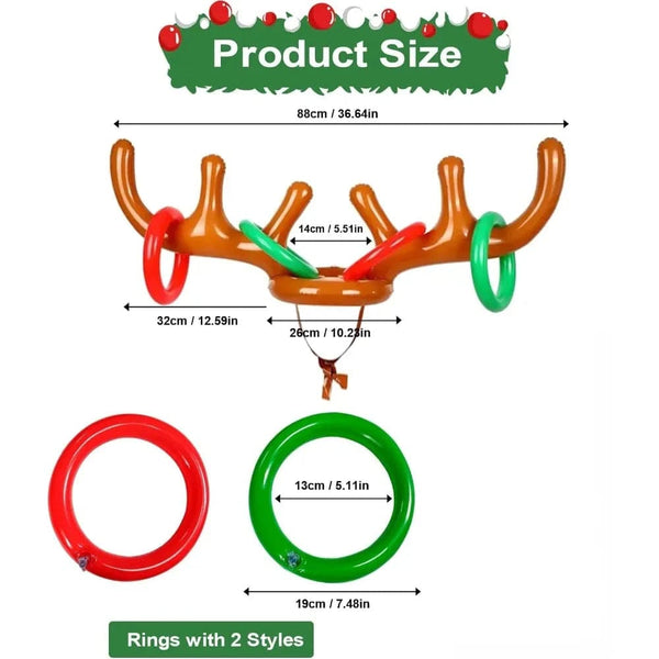 Planet Gates Christmas Game Inflatable Funny Reindeer Antler Hat Ring Toss Toys Christmas New Year Children Gift Inflated Party Games Toys