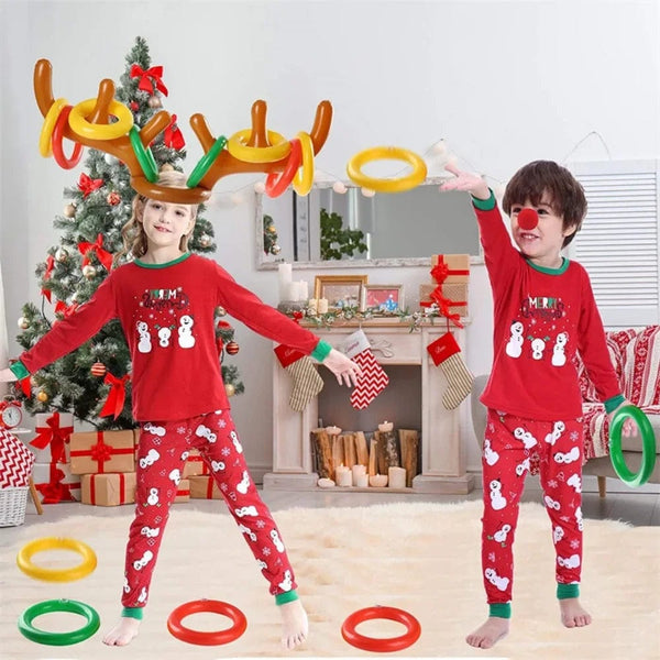 Planet Gates Christmas Game Inflatable Funny Reindeer Antler Hat Ring Toss Toys Christmas New Year Children Gift Inflated Party Games Toys