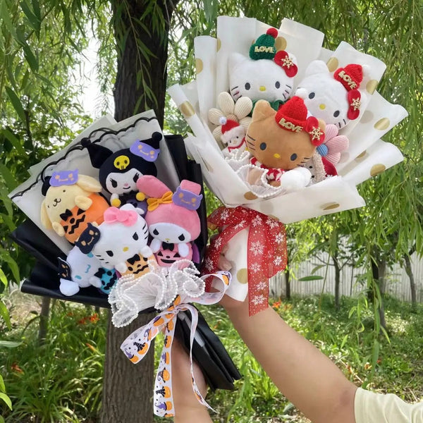 Planet Gates Christmas Gifts Cartoon Sanrio Plush Bouquet My Melody Kuromi Cinnamoroll Kt Cat Plush Doll Toy  Valentine Graduation Gifts