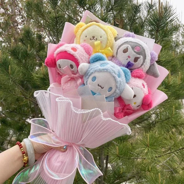 Planet Gates Christmas Gifts Cartoon Sanrio Plush Bouquet My Melody Kuromi Cinnamoroll Kt Cat Plush Doll Toy  Valentine Graduation Gifts