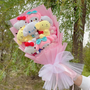 Planet Gates Christmas Gifts Cartoon Sanrio Plush Bouquet My Melody Kuromi Cinnamoroll Kt Cat Plush Doll Toy  Valentine Graduation Gifts