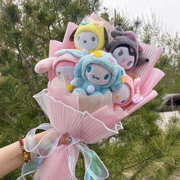 Planet Gates Christmas Gifts Cartoon Sanrio Plush Bouquet My Melody Kuromi Cinnamoroll Kt Cat Plush Doll Toy  Valentine Graduation Gifts