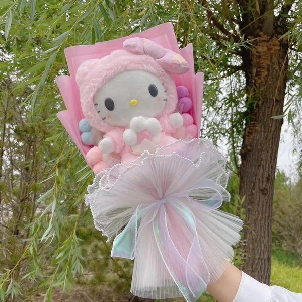 Planet Gates Christmas Gifts Cartoon Sanrio Plush Bouquet My Melody Kuromi Cinnamoroll Kt Cat Plush Doll Toy  Valentine Graduation Gifts