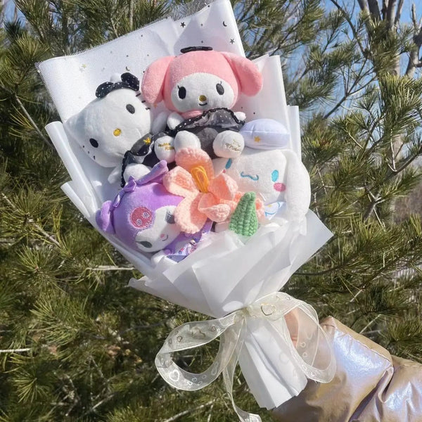 Planet Gates Christmas Gifts Cartoon Sanrio Plush Bouquet My Melody Kuromi Cinnamoroll Kt Cat Plush Doll Toy  Valentine Graduation Gifts