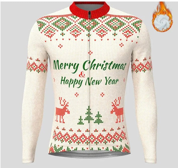 Planet Gates Christmas Ugly Sweate Winter Cycling Clothing Men Cycling Jersey Warm Jacket Fleece  Top Maillot Ciclismo Bicycle  Long Sleeve
