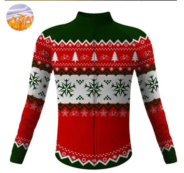 Planet Gates Christmas Ugly Sweate Winter Cycling Clothing Men Cycling Jersey Warm Jacket Fleece  Top Maillot Ciclismo Bicycle  Long Sleeve