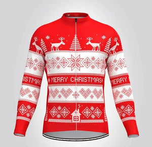 Planet Gates Christmas Ugly Sweate Winter Cycling Clothing Men Cycling Jersey Warm Jacket Fleece  Top Maillot Ciclismo Bicycle  Long Sleeve
