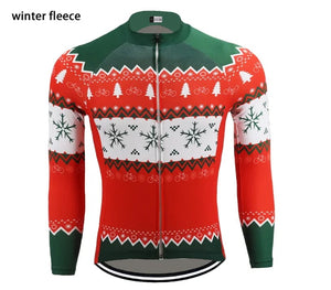 Planet Gates Christmas Ugly Sweate Winter Cycling Clothing Men Cycling Jersey Warm Jacket Fleece  Top Maillot Ciclismo Bicycle  Long Sleeve