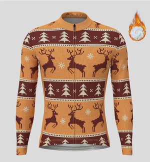 Planet Gates Christmas Ugly Sweate Winter Cycling Clothing Men Cycling Jersey Warm Jacket Fleece  Top Maillot Ciclismo Bicycle  Long Sleeve