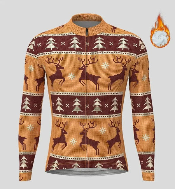 Planet Gates Christmas Ugly Sweate Winter Cycling Clothing Men Cycling Jersey Warm Jacket Fleece  Top Maillot Ciclismo Bicycle  Long Sleeve