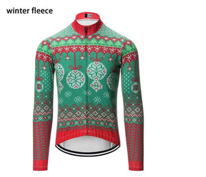 Planet Gates Christmas Ugly Sweate Winter Cycling Clothing Men Cycling Jersey Warm Jacket Fleece  Top Maillot Ciclismo Bicycle  Long Sleeve