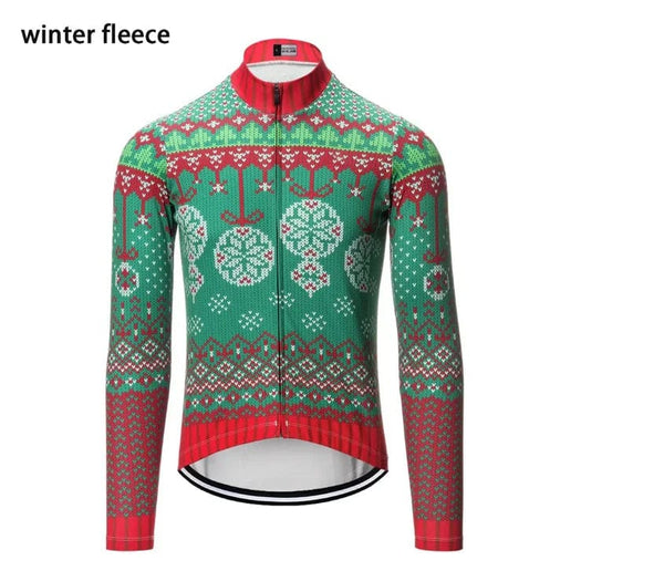Planet Gates Christmas Ugly Sweate Winter Cycling Clothing Men Cycling Jersey Warm Jacket Fleece  Top Maillot Ciclismo Bicycle  Long Sleeve