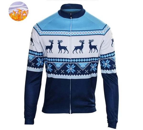 Planet Gates Christmas Ugly Sweate Winter Cycling Clothing Men Cycling Jersey Warm Jacket Fleece  Top Maillot Ciclismo Bicycle  Long Sleeve
