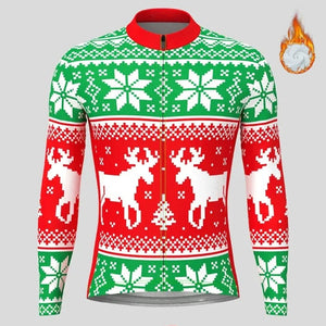 Planet Gates Christmas Ugly Sweate Winter Cycling Clothing Men Cycling Jersey Warm Jacket Fleece  Top Maillot Ciclismo Bicycle  Long Sleeve