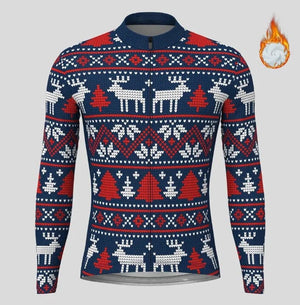 Planet Gates Christmas Ugly Sweate Winter Cycling Clothing Men Cycling Jersey Warm Jacket Fleece  Top Maillot Ciclismo Bicycle  Long Sleeve