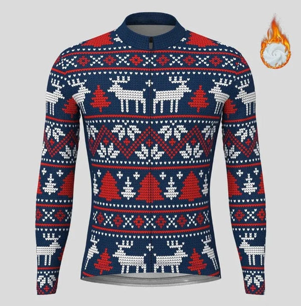 Planet Gates Christmas Ugly Sweate Winter Cycling Clothing Men Cycling Jersey Warm Jacket Fleece  Top Maillot Ciclismo Bicycle  Long Sleeve