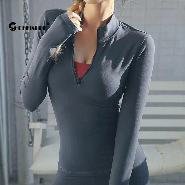 Planet Gates CHRLEISURE Long Sleeve Yoga Shirts Sport Top Fitness Yoga Top Gym Top Sports Wear For Women Push Up Running Full Sleeve Clothes