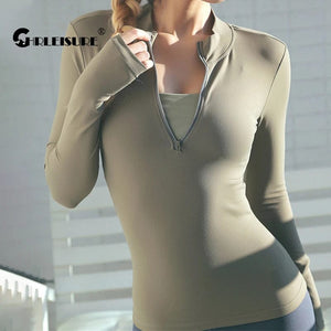 Planet Gates CHRLEISURE Long Sleeve Yoga Shirts Sport Top Fitness Yoga Top Gym Top Sports Wear For Women Push Up Running Full Sleeve Clothes