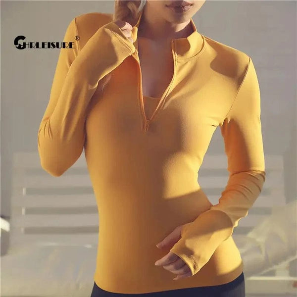 Planet Gates CHRLEISURE Long Sleeve Yoga Shirts Sport Top Fitness Yoga Top Gym Top Sports Wear For Women Push Up Running Full Sleeve Clothes