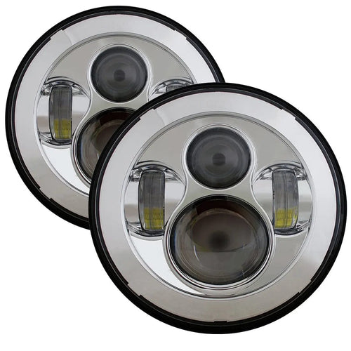 Planet Gates Chrome 2pcs / CHINA 2pcs Car 7" Headlight for Land Rover Defender 90 110 Round LED Headlights Kit High Low Beam for Lada Niva 4X4 Offroad Accessory