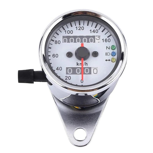 Planet Gates chrome Universal Motorcycle Speedometer Odometer Gauge for Cafe Racer Motorbike with LED Signal Light Backlight Indicator