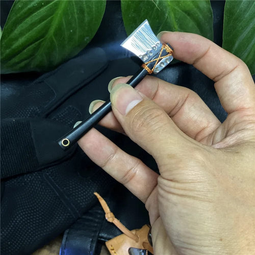 Planet Gates Chromium Vanadium Alloy Steel Mini  Axe Head Keychain Portable Small Fixed Blade Knife Unpacking Express with Cowhide Case