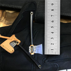 Planet Gates Chromium Vanadium Alloy Steel Mini  Axe Head Keychain Portable Small Fixed Blade Knife Unpacking Express with Cowhide Case
