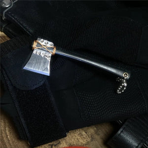 Planet Gates Chromium Vanadium Alloy Steel Mini  Axe Head Keychain Portable Small Fixed Blade Knife Unpacking Express with Cowhide Case