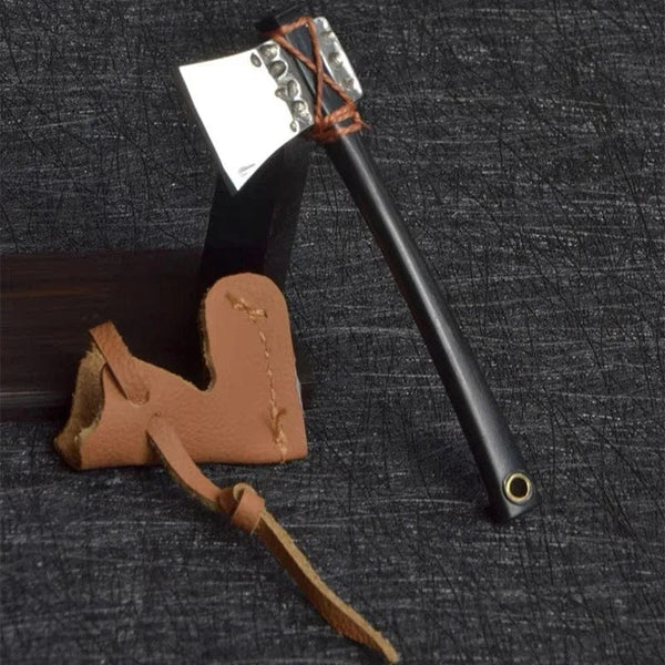 Planet Gates Chromium Vanadium Alloy Steel Mini  Axe Head Keychain Portable Small Fixed Blade Knife Unpacking Express with Cowhide Case