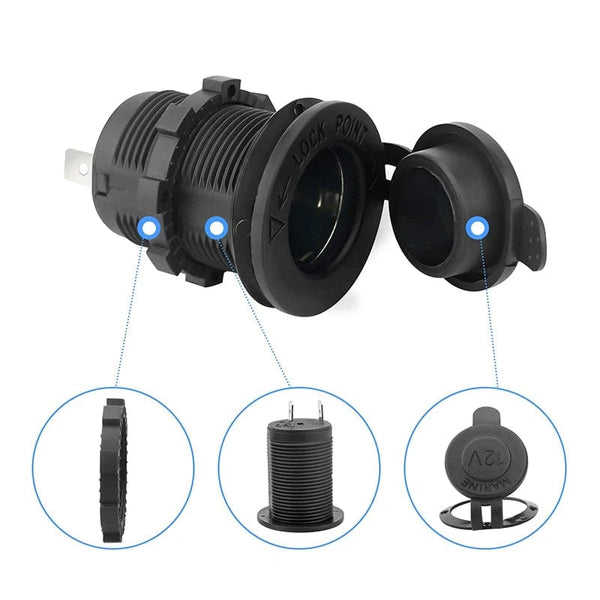 Planet Gates Cigarette Lighter Socket Car Marine Motorcycle ATV RV Lighter Socket Power Outlet Socket Receptacle 12V Waterproof Plug
