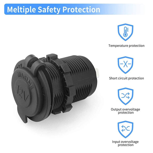 Planet Gates Cigarette Lighter Socket Car Marine Motorcycle ATV RV Lighter Socket Power Outlet Socket Receptacle 12V Waterproof Plug