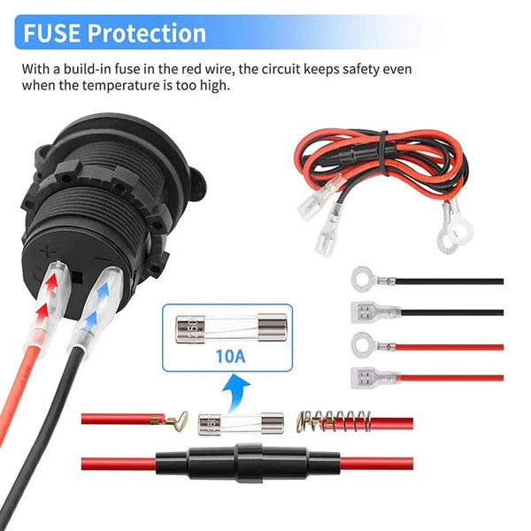 Planet Gates Cigarette Lighter Socket Car Marine Motorcycle ATV RV Lighter Socket Power Outlet Socket Receptacle 12V Waterproof Plug