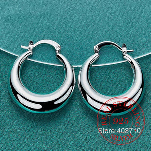 Planet Gates Circle Smooth U Shape Big Hoop Earrings for Women 925 Sterling Silver Hoops Female Jewelry Gift aretes de mujer