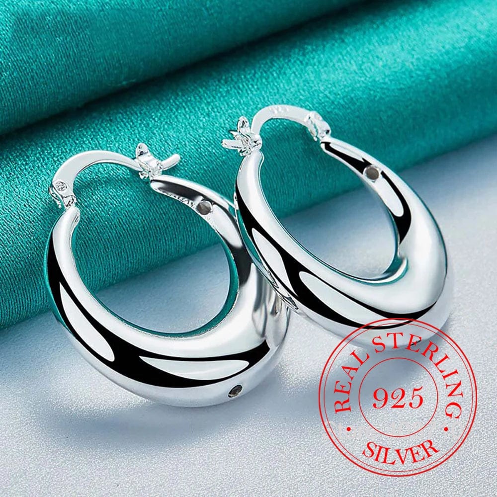 Planet Gates Circle Smooth U Shape Big Hoop Earrings for Women 925 Sterling Silver Hoops Female Jewelry Gift aretes de mujer