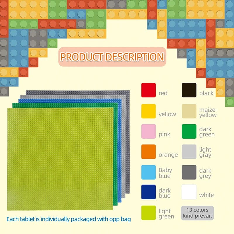 Planet Gates Classic Baseplate 50x50 Dots Building Blocks Bricks Base Plates DIY Plastic Board Building Blocks Baseplates Construction Toys