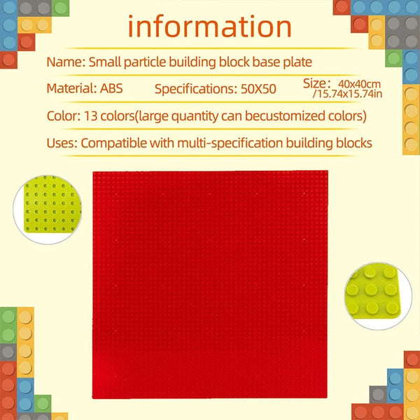 Planet Gates Classic Baseplate 50x50 Dots Building Blocks Bricks Base Plates DIY Plastic Board Building Blocks Baseplates Construction Toys