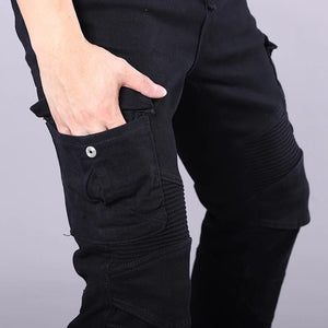 Planet Gates Classic Mens Motorcycle Jeans Outdoor Riding Pants With Protective Gear Moto Jeans Knee Pads Removable Motorbike Trousers