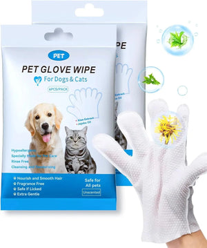 Planet Gates Cleaning Wipes Gloves for Dog and Cat,Pet Bathing Wipes Cleaning & Deodorizing,Dog Wipes for Body Paws Butt Daily Care,Cat Groom