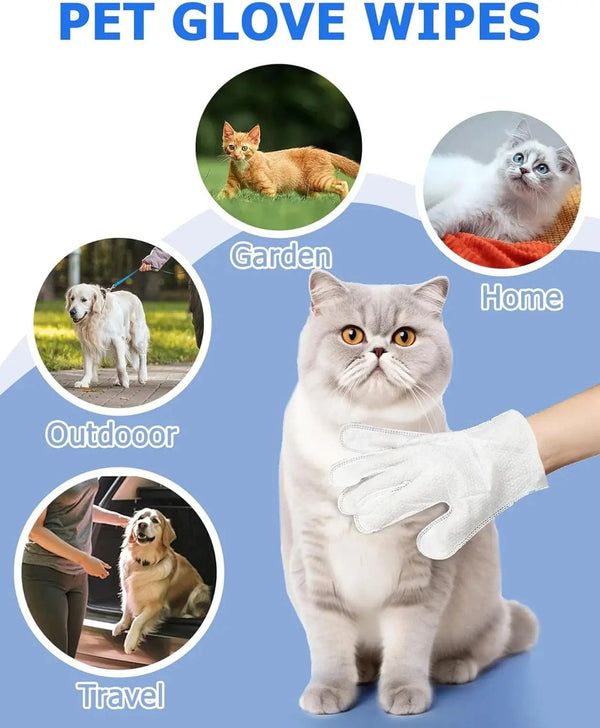 Planet Gates Cleaning Wipes Gloves for Dog and Cat,Pet Bathing Wipes Cleaning & Deodorizing,Dog Wipes for Body Paws Butt Daily Care,Cat Groom
