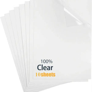 Planet Gates Clear 10sheets 10 Sheets 100% Transparent Vinyl Sticker Paper A4 Label Sticker for Inkjet Printer No Waterproof DIY Clear Glossy Adhesive Paper