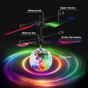 Planet Gates Clear 1Pc Colorful Mini Drone Shinning LED Drone Flying Ball Helicopter Light Crystal Ball Induction Quadcopter Aircraft Kids Toys